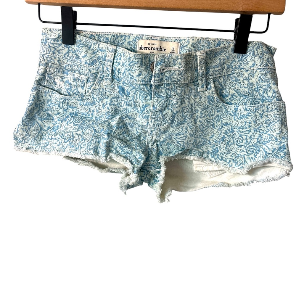 Abercrombie & Fitch girls mini denim jean shorts Floral size 12 festival summer